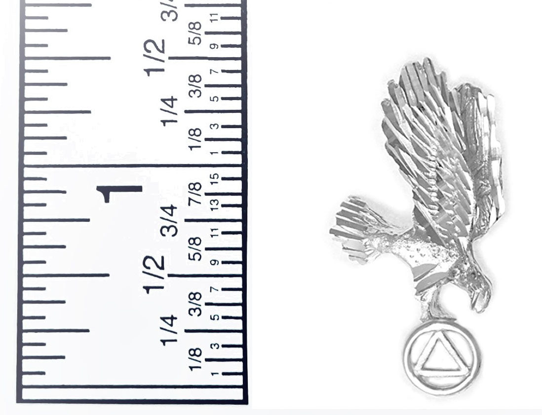Sterling Silver Pendant, Eagle Holding Alcoholics Anonymous  Symbol