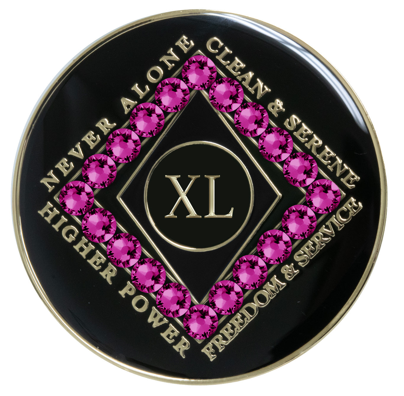 Clean Time Recovery Medallion with Fuchsia Crystals
