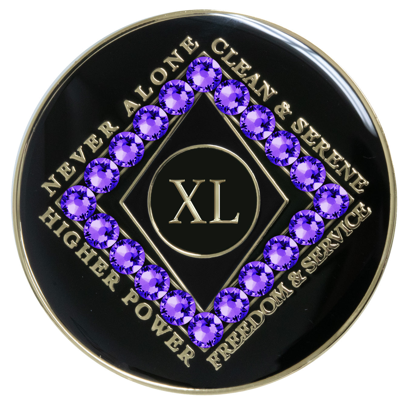 Clean Time Recovery Medallion with Purple Velvet Crystals
