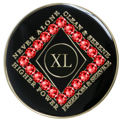 Clean Time Recovery Medallion with Red Siam Crystals