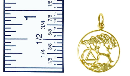 14K Gold Pendant, Alcoholics Anonymous Recovery Symbol With A Beautiful Tree Of Life