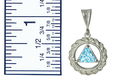 Sterling Silver, Medium Size, Rope Style Circle, Available In 2 Different 8Mm Triangle Colored Cz Stones