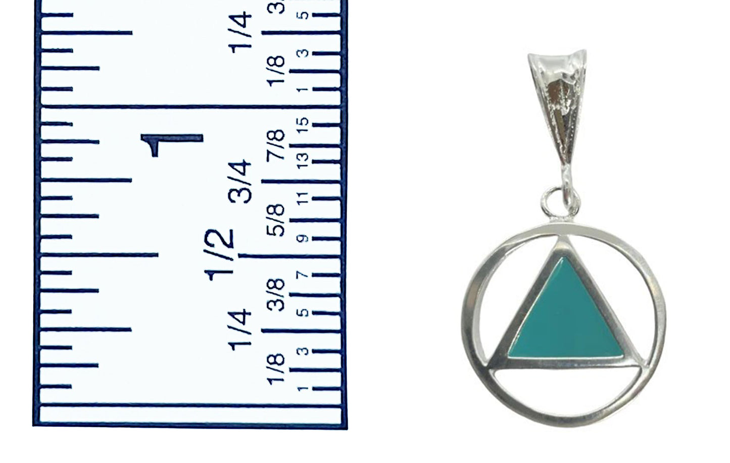 Sterling Silver, Alcoholics Anonymous Symbol Pendant With Turquoise Blue Enamel Inlay