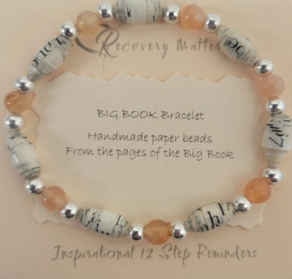 Big Book Bracelets By Recovery Matters (Natural Stone) - Made From Pages Of The Big Book