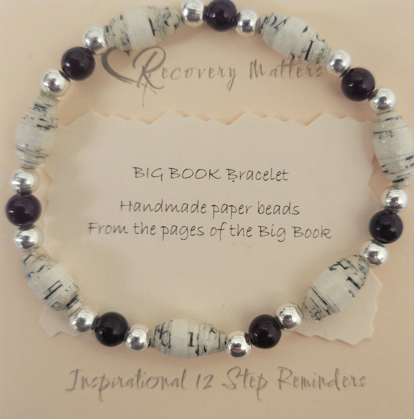 Big Book Bracelets By Recovery Matters (Natural Stone) - Made From Pages Of The Big Book