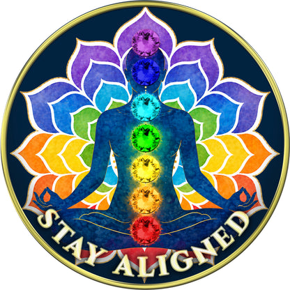 Chakra - "Stay Aligned, Clear Mind, Strong Body, Free Spirit" Medallion with Chakra Crystals