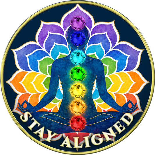 Chakra - "Stay Aligned, Clear Mind, Strong Body, Free Spirit" Medallion with Chakra Crystals