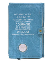Load image into Gallery viewer, AA Sky Blue Double Book Cover With The Serenity Prayer, With Sobriety Chip Holder
