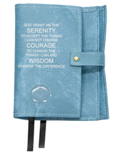 Load image into Gallery viewer, AA Sky Blue Double Book Cover With The Serenity Prayer, With Sobriety Chip Holder
