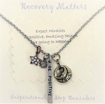 Alcoholics Anonymous "Be Positive" Bar Necklace By Recovery Matters