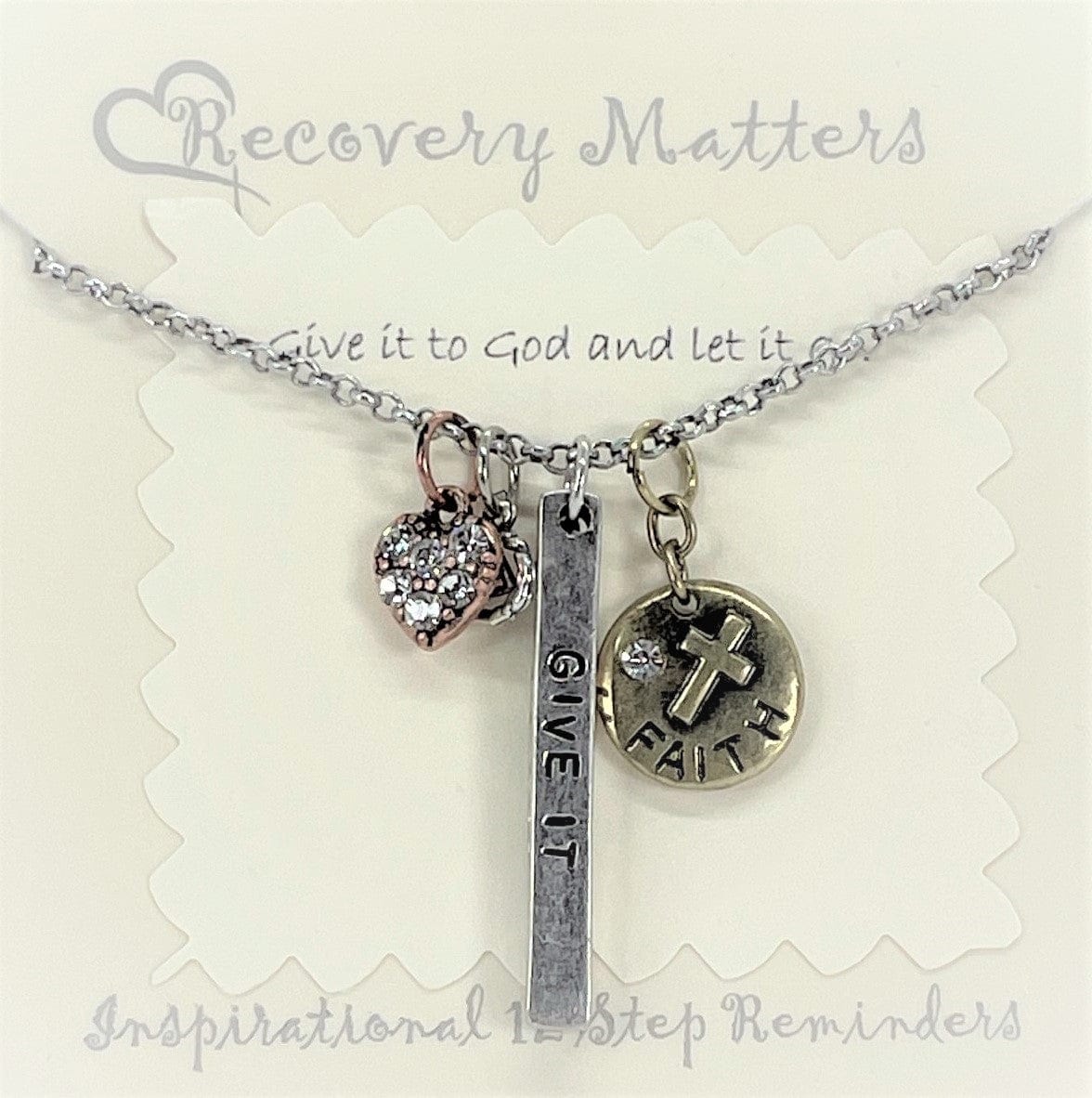 Alcoholics Anonymous "Give It To God" Bar Necklace By Recovery Matters