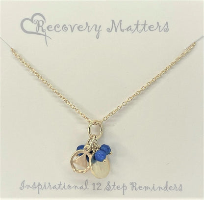 Alcoholics Anonymous Gold-Toned Necklace With By Recovery Matters