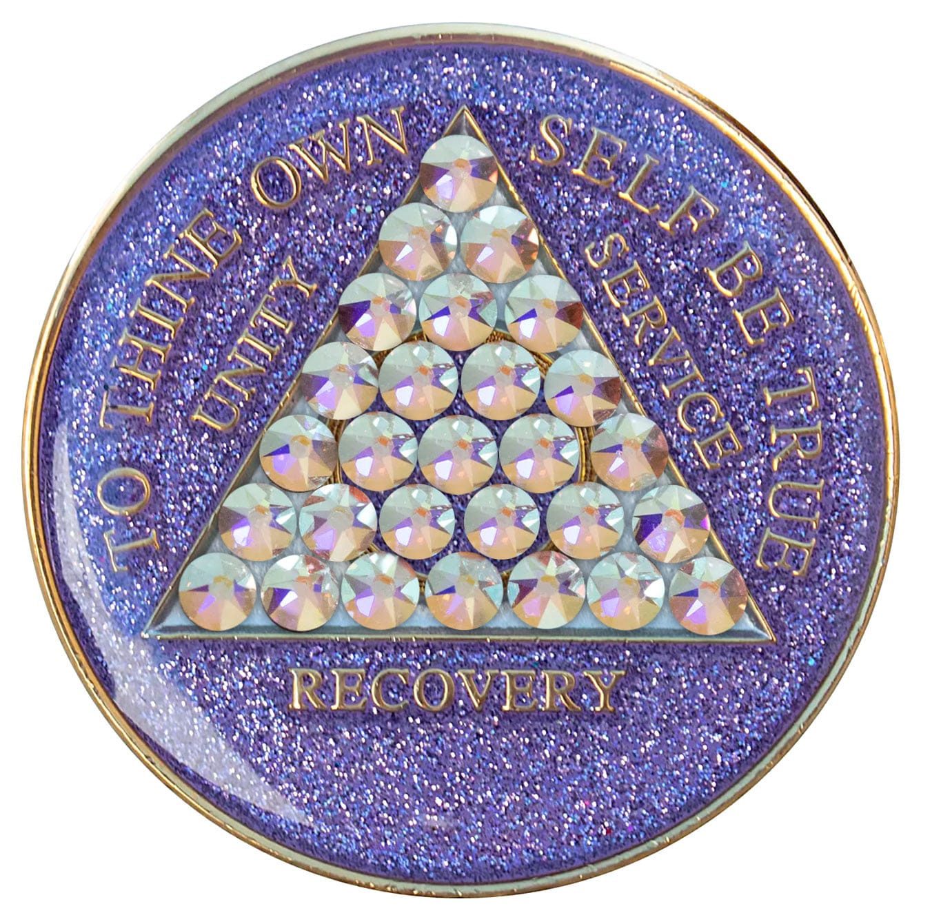 Alcoholics Anonymous Purple Glitter Timeless Recovery Triplate
