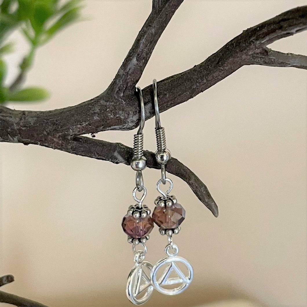 Alcoholics Anonymous Sterling Silver, Handmade Beaded Earrings