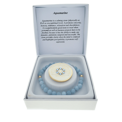 Aquamarine Crystal Bracelet with Matching Recovery Medallion