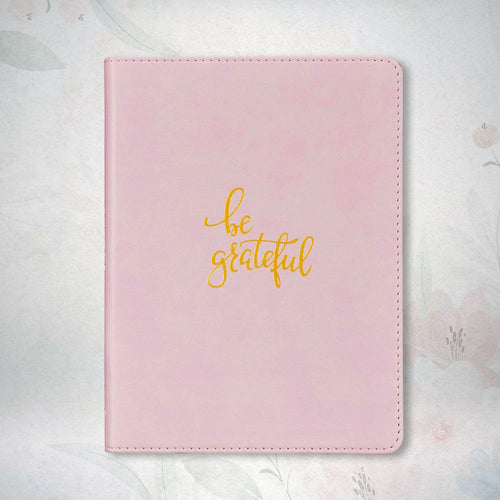 Be Grateful Handy-Sized Faux Leather Journal In Pink