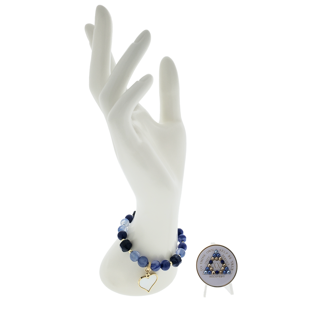 Blue Obsidian Crystal Bracelet with Matching Recovery Chip
