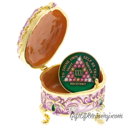 Butterfly Foot Stool Collector Bling Box/Sobriety Chip Holder (with Chip)