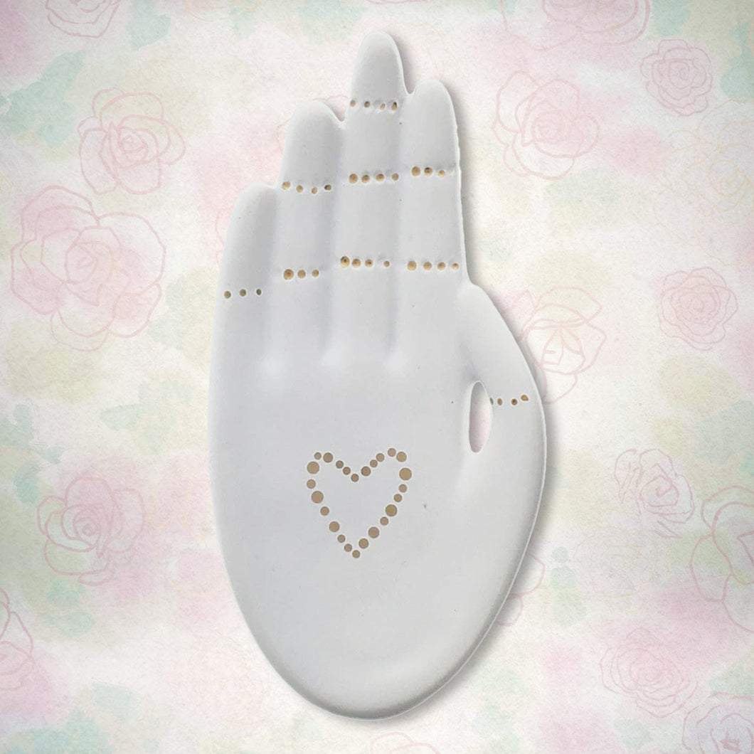 Ceramic Hamsa Hand with Heart Dish