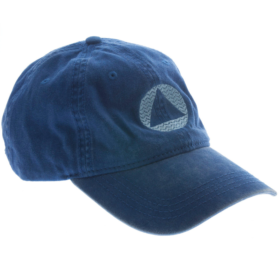Circle Triangle Embroidered Hat Bright Jean Blue