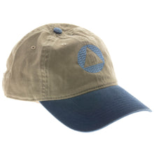 Load image into Gallery viewer, Circle Triangle Embroidered Hat Tan with Blue
