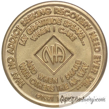 Load image into Gallery viewer, Clean Time Chip Narcotics Anonymous Bronze Crystalized Amethyst
