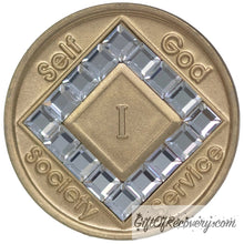 Load image into Gallery viewer, Clean Time Chip Narcotics Anonymous Bronze Crystalized Diamond

