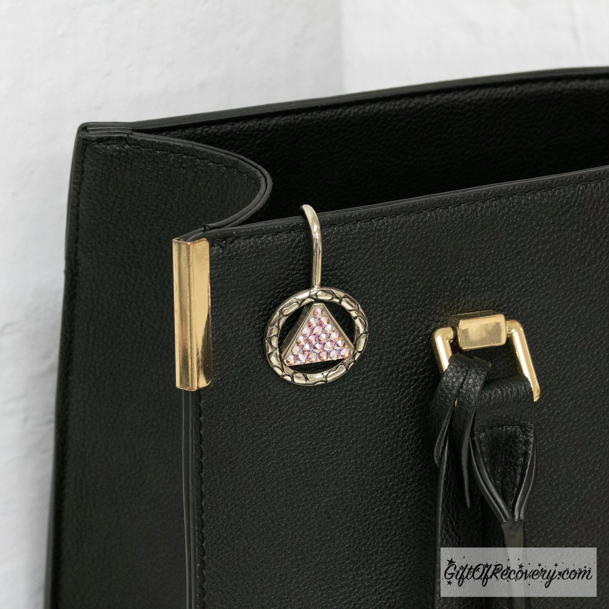 Crystallized Circle Triangle Purse Key Finder Pink (Rose AB)