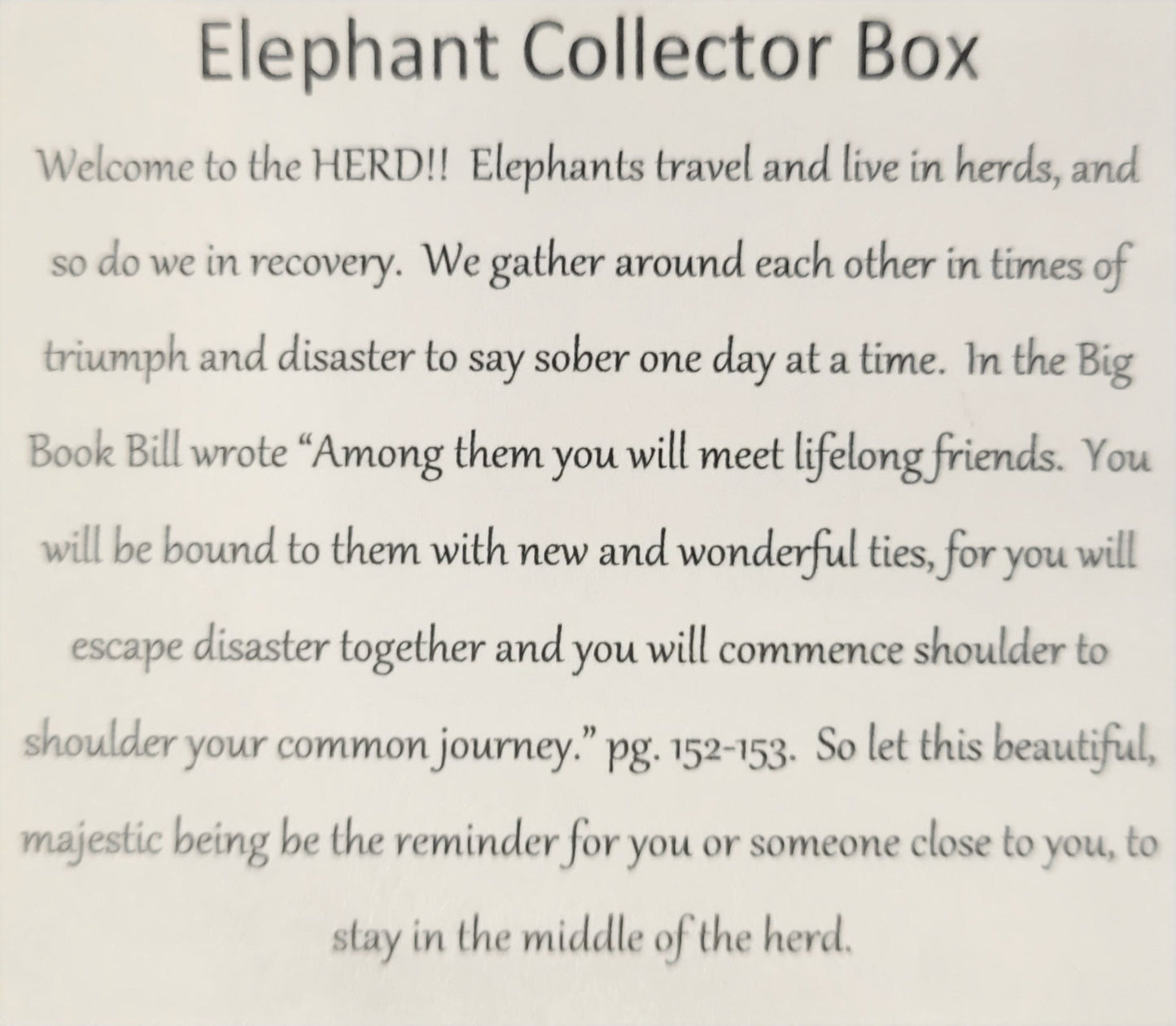 Elephant Bling Box/Sobriety Chip Holder (with Chip)