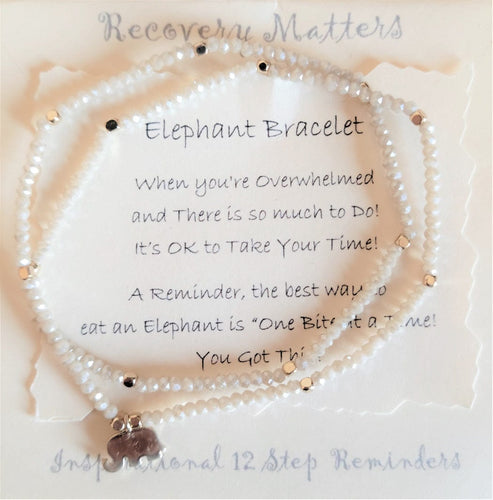 Elephant Gold Stretchy Bracelet By Recovery Matters White