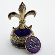 Load image into Gallery viewer, Fleur de Lis Collector Bling Box/Sobriety Chip Holder (with Chip)
