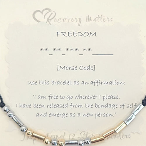 FREEDOM Morse Code Bracelet By Recovery Matters