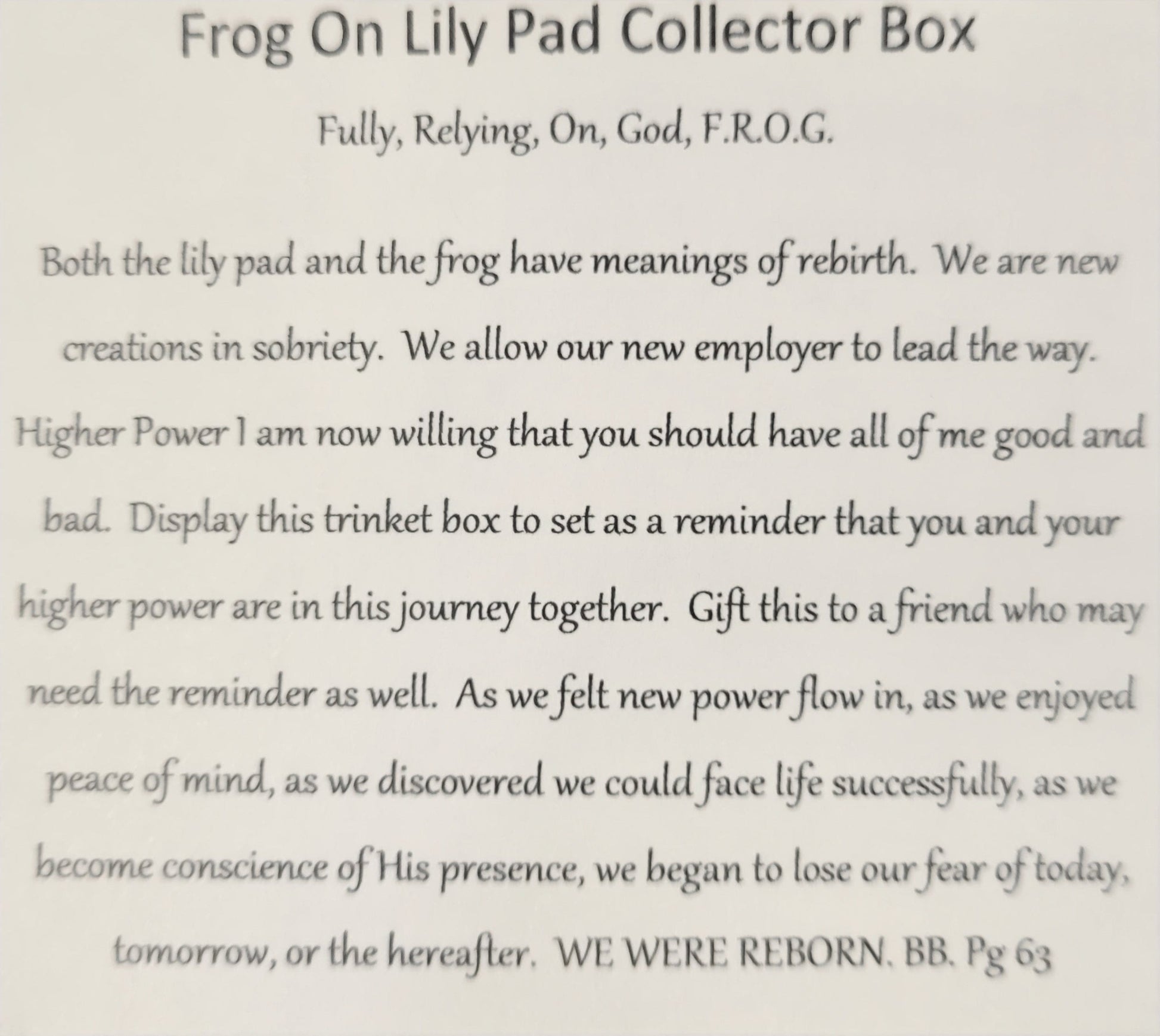 FROG on Lilly Pad Collector Bling Box/Sobriety Chip Holder (with Chip)