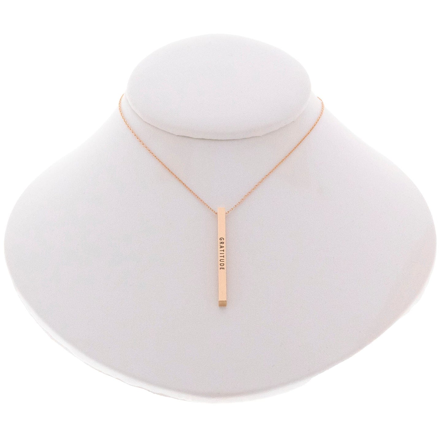 "Gratitude" Bar Necklace By Recovery Matters Rose Gold