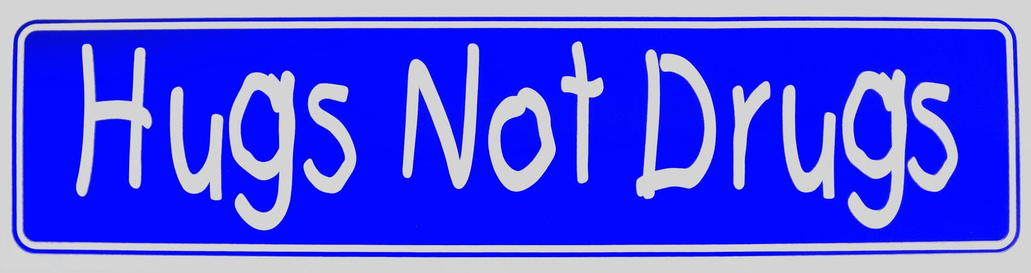 Hugs Not Drugs Bumper Sticker Blue