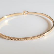 Load image into Gallery viewer, &quot;I Am Worthy, I Am Loved&quot; Bracelet By Recovery Matters Gold

