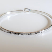 Load image into Gallery viewer, &quot;I Am Worthy, I Am Loved&quot; Bracelet By Recovery Matters Rhodium
