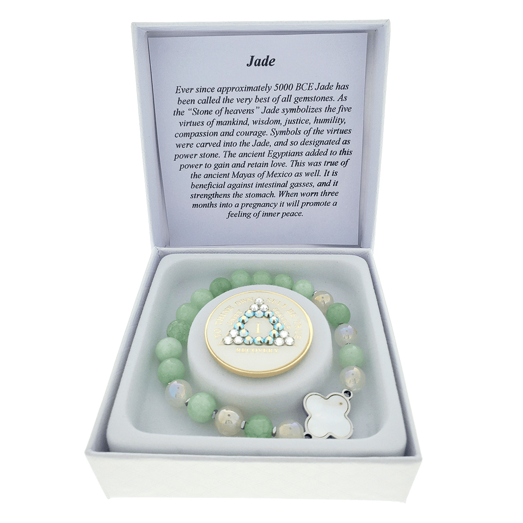 Jade Crystal Bracelet with Matching Recovery Medallion