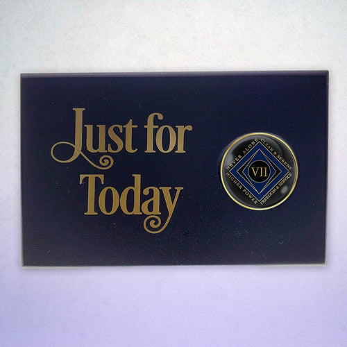 Just For Today Coin Holder Plaque Black (Horizontal)