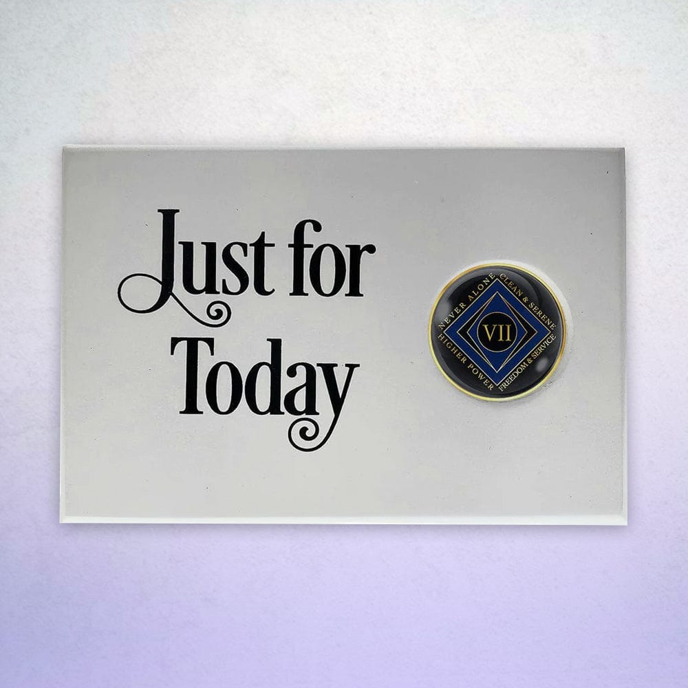 Just For Today Coin Holder Plaque White (Horizontal)