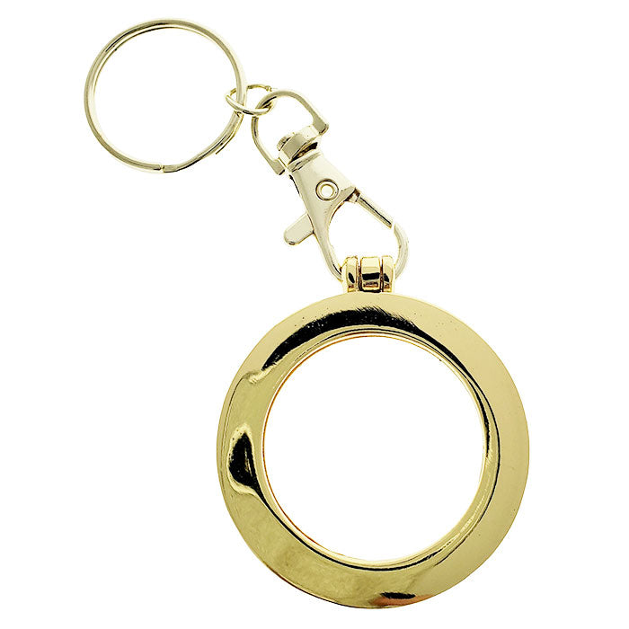 Hinged Key Chain Medallion Holder Gold