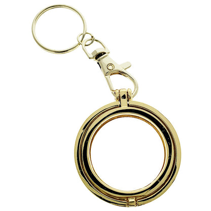 Hinged Key Chain Medallion Holder Gold