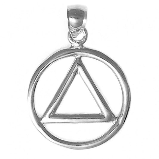 Large Sterling Silver Heavy Wire Style Alcoholics Anonymous  Pendant