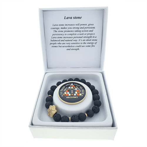 Lava Stone Bracelet with Matching Recovery Medallion