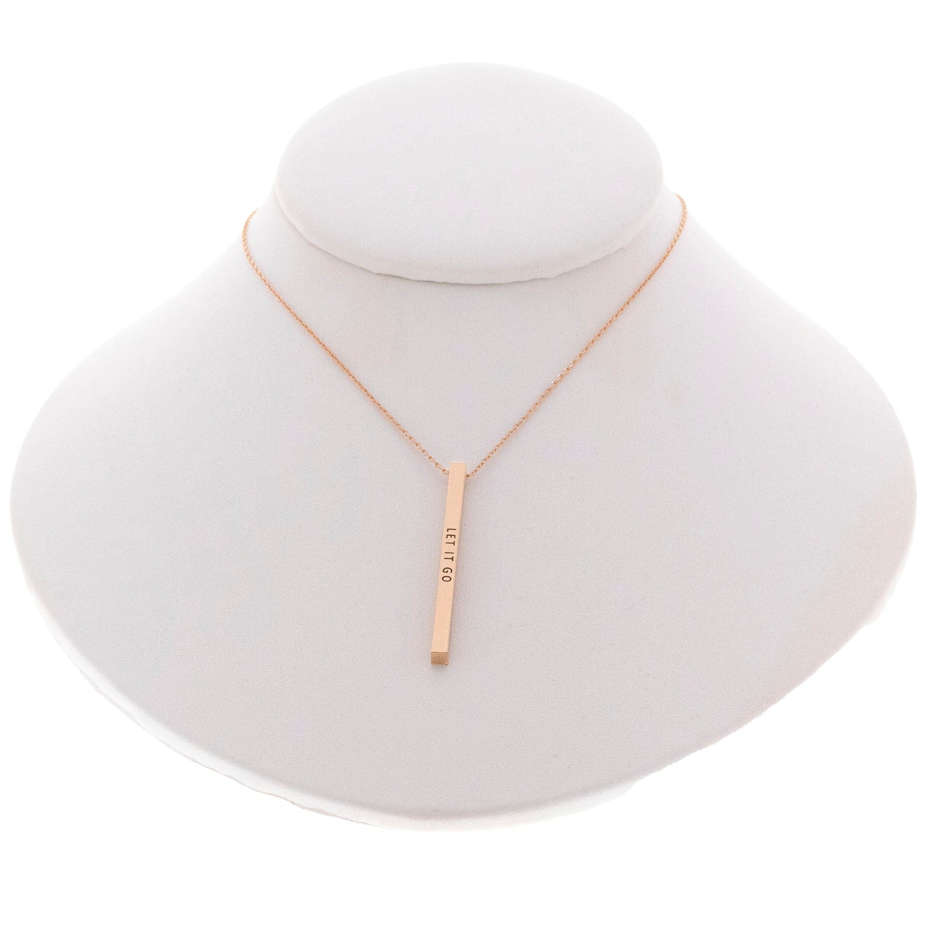 "Let It Go" Bar Necklace By Recovery Matters Rose Gold