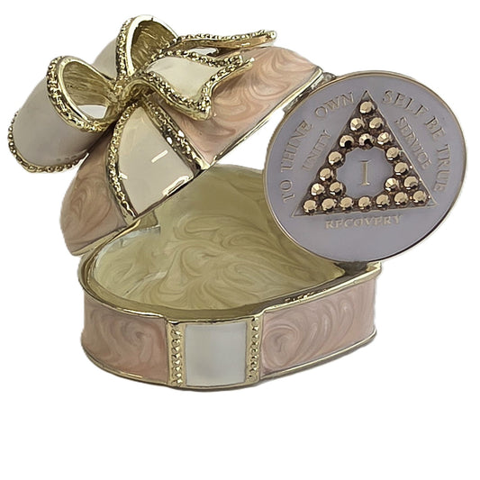 Soft Pink Heart Chip Holder with Matching White Crystalized Chip