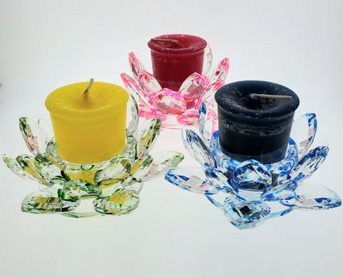 Lotus Flower Crystal Candle Holder for Votive and Tealight Candles