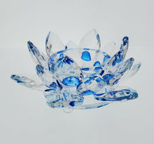 Load image into Gallery viewer, Lotus Flower Crystal Candle Holder for Votive and Tealight Candles Blue

