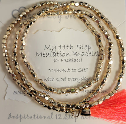 Meditation Bracelet (or Necklace) By Recovery Matters Gold / Neon