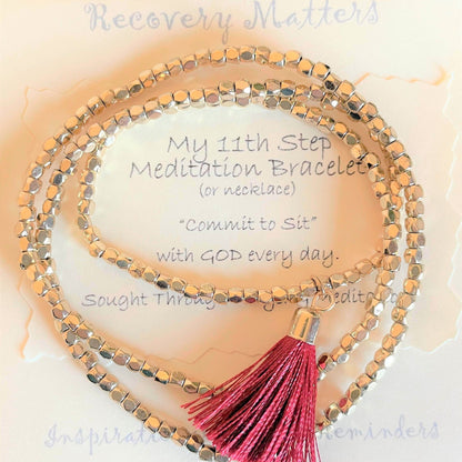 Meditation Bracelet (or Necklace) By Recovery Matters Gold / Red